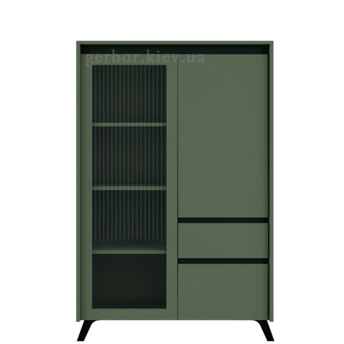 Фото вітрини ЛАУНДЖ REG1W1D1S1K БРВ (ВМК) зелений димчастий / чорний