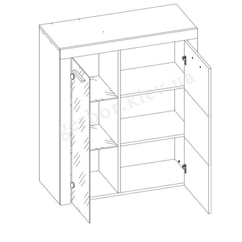 Фото вітальні ЕЛІЯ БРВ – схема наповнення вітрини-надставки