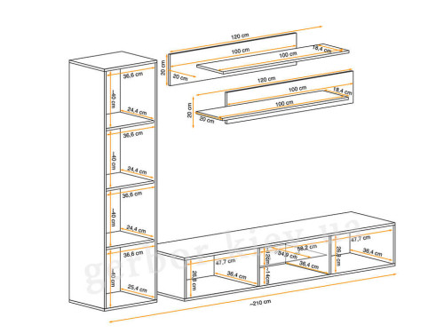 Фото гостиной FLY R1 ASM MEBLE – схема с внутренними размерами