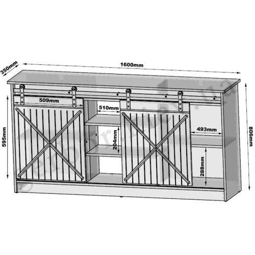 Фото комоду GRANERO CAMA MEBLE білий / білий глянець – схема з розмірами