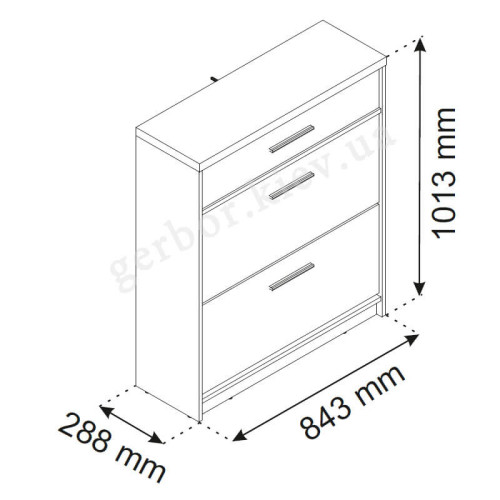 Фото тумби для взуття PAVI 2K1S ВМВ – схема з розмірами