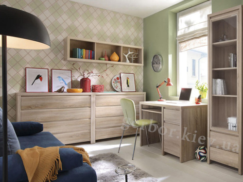 Фото вiтрини КАСПIАН сонома REG1W2SL БРВ (ВМК) в інтер'єрі дитячої