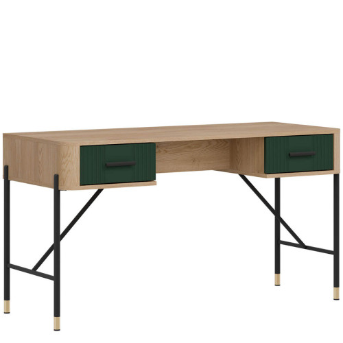 Фото письмового столу DANTE DT23 LIVEO дуб кремона торро / зелений / чорні ручки – вигляд збоку