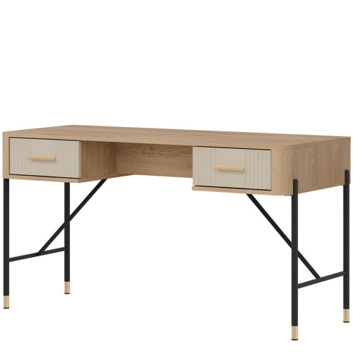 Фото письмового столу DANTE DT23 LIVEO дуб кремона торро / кашемір / золоті ручки