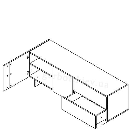 Фото вітальні ЕСМАРА Гербор – схема наповнення тумби під телевізор