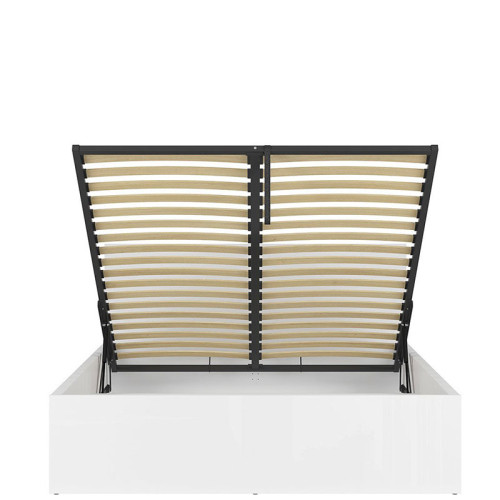 Фото кровати с подъемным механизмом TETRIX LOZ/160/B BRW белый глянец - вид спереди