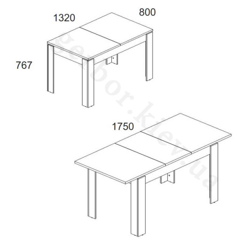 Фото обеденного стола JAZZ 130/175 MEBELBOS - схема