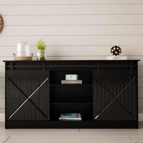 Фото комоду GRANERO CAMA MEBLE чорний / чорний глянець – вигляд спереду