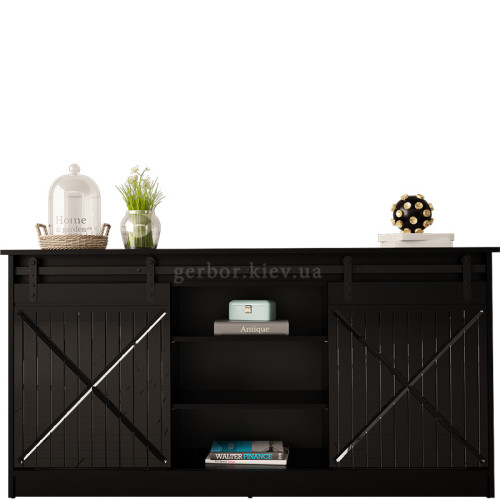 Фото комоду GRANERO CAMA MEBLE чорний / чорний глянець – вигляд спереду