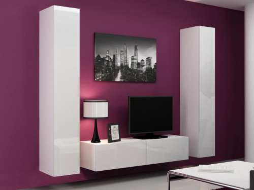 На фото мебель для гостиной VIGO 9 CAMA MEBLE белый / белый глянец