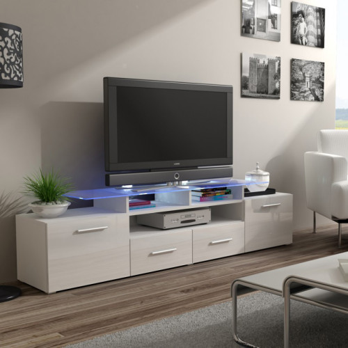 EVORA CAMA MEBLE Тумба ТВ белый / белый глянец