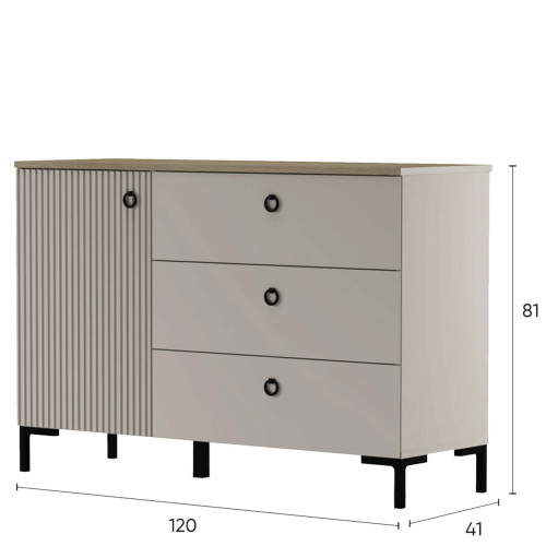 Фото комода DOMINICA 1D3S MEBELBOS – розміри