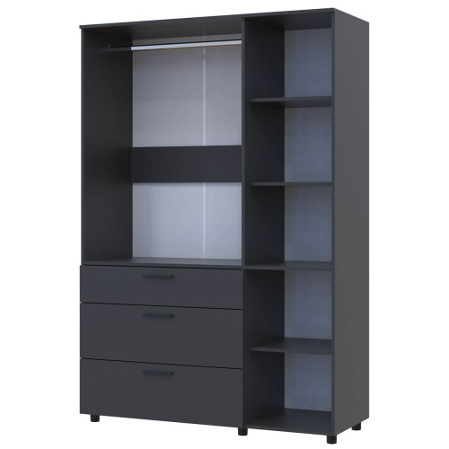 Фото шафи ТОРН 3 ДСП/3Ш штанга ДОРОС (DOROS) антрацит – вигляд збоку наповнення