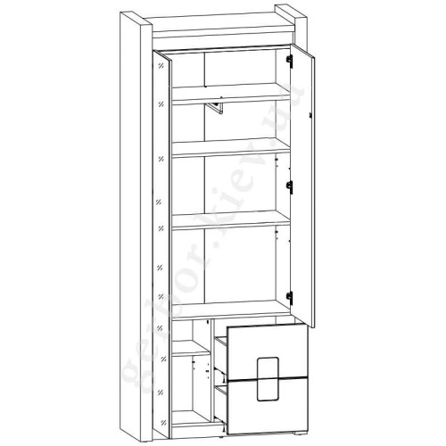 Фото шкафа ALAMEDA REG1D1M2S BRW – наполнение