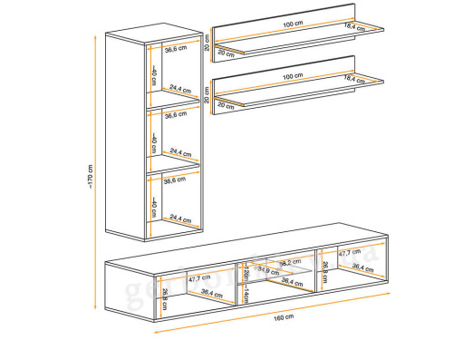 Фото гостиной FLY S1 ASM MEBLE – схема с внутренними размерами