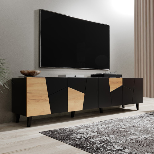 Фото тумби ТВ ETNA 200 4D CAMA MEBLE  чорний / дуб крафт
