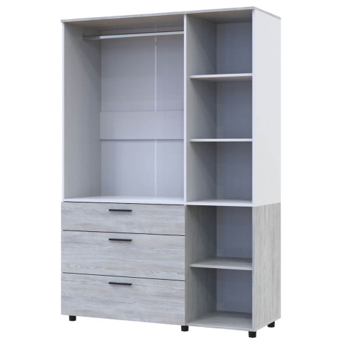 Фото шафи ТОРН 3 ДСП/3Ш штанга ДОРОС (DOROS) сосна натті / білий – вигляд збоку наповнення