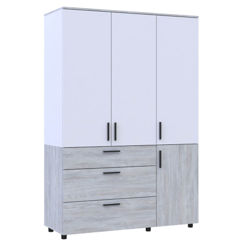 Фото шафи ТОРН 3 ДСП/3Ш штанга ДОРОС (DOROS) сосна натті / білий – вигляд збоку