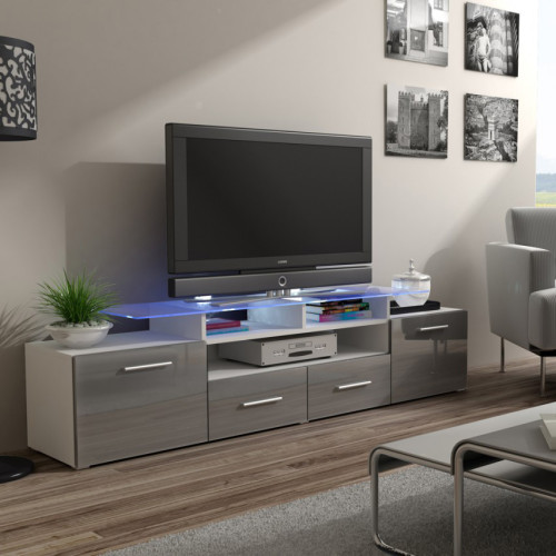 EVORA CAMA MEBLE Тумба ТВ белый / серый глянец