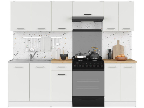 Фото кухні JUNONA LINE 240 BBL BRW крейдяний глянець зі стільницею