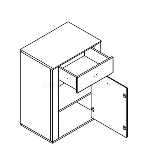 Фото тумби СЕЛЕНА KOM1D1S Гербор з відкриванням вправо – схема наповнення