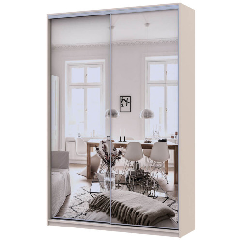 Фото шафи-купе 2 Дзеркала СІТІ ЛАЙТ ДОРОС (DOROS) 150x45x225 кашемір