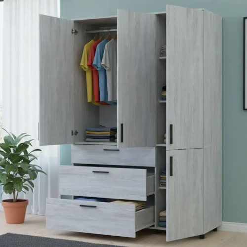 Фото наповнення шафи ТОРН 3 ДСП/3Ш штанга ДОРОС (DOROS) сосна натті в інтер'єрі