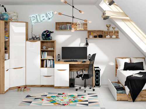 Фото кровати NUIS LOZ/90 BRW в интерьере детской