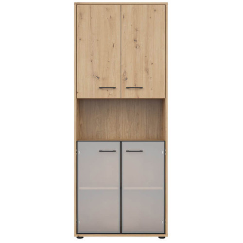 Фото витрины SPACE OFFICE REG2D2W/200 BRW стеклянные двери снизу – вид спереди