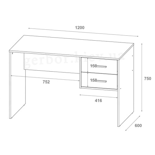 Фото письмового столу T2 ДОРОС (DOROS) – розміри