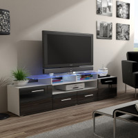 EVORA CAMA MEBLE Тумба ТВ белый / черный глянец EVORA CAMA MEBLE Тумба ТВ белый / черный глянец
