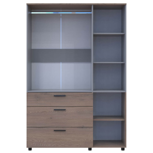 Фото шафи ТОРН 3 ДСП/3Ш штанга ДОРОС (DOROS) кремона канноло / сірий – вигляд спереду наповнення