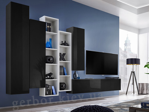 Фото гостиной BLOX V ZW ASM MEBLE черный + белый / черный глянец