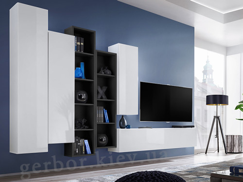 Фото гостиной BLOX V WS ASM MEBLE белый + черный / белый глянец