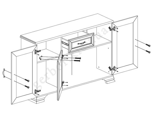 На фото схема наполнения комода TIFFANY 3D1S MEBELBOS