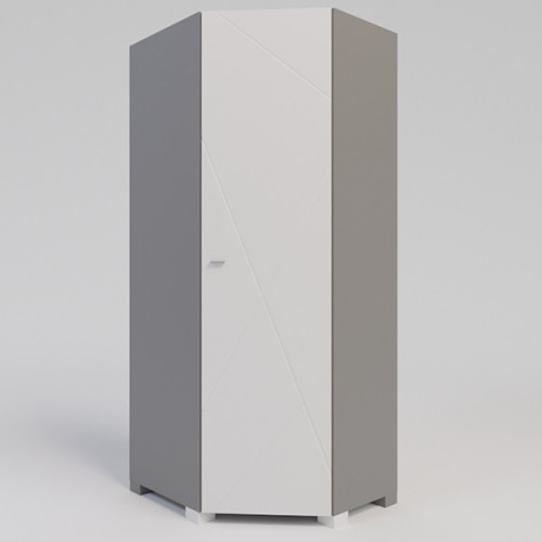 Фото углового шкафа Х-СКАУТ Х-23 Санти серый / белый - вид спереди