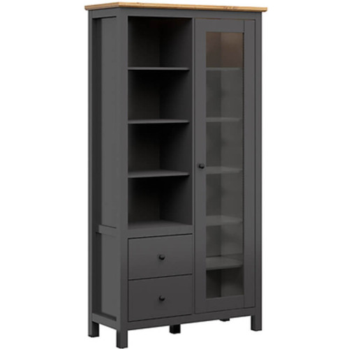 Фото витрины HESEN REG1W2S/20/11 BRW графит / дуб артизан – вид сбоку