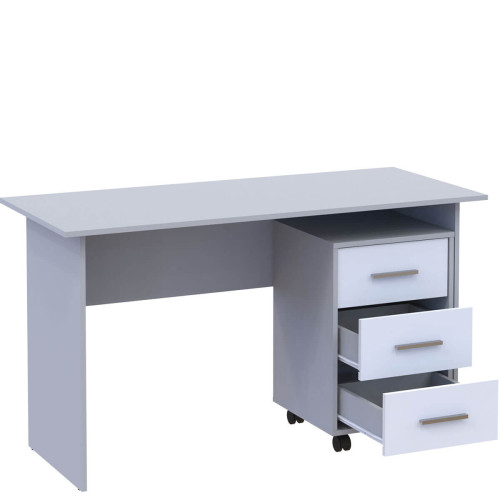 Фото письмового столу T3 ДОРОС (DOROS) сірий / білий – вигляд збоку наповнення