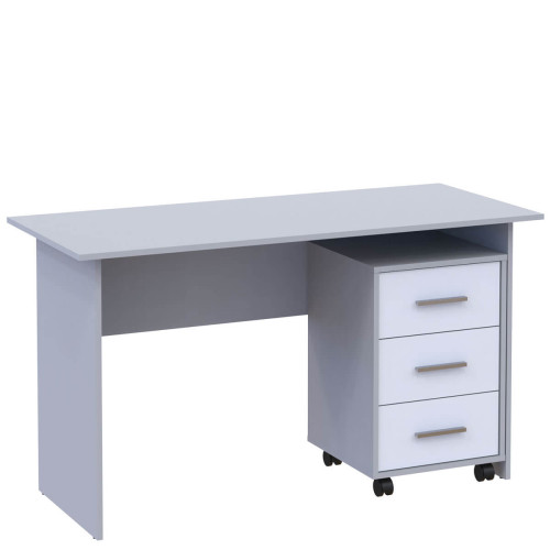 Фото письмового столу T3 ДОРОС (DOROS) сірий / білий – вигляд збоку