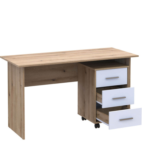 Фото письмового столу T3 ДОРОС (DOROS) дуб евок / білий – вигляд збоку наповнення