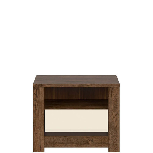 Фото прикроватной тумбы RUSO KOM1S BRW дуб апрель / перламутр глянец – вид спереди