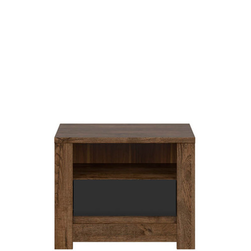 Фото прикроватной тумбы RUSO KOM1S BRW дуб апрель / черный – вид спереди