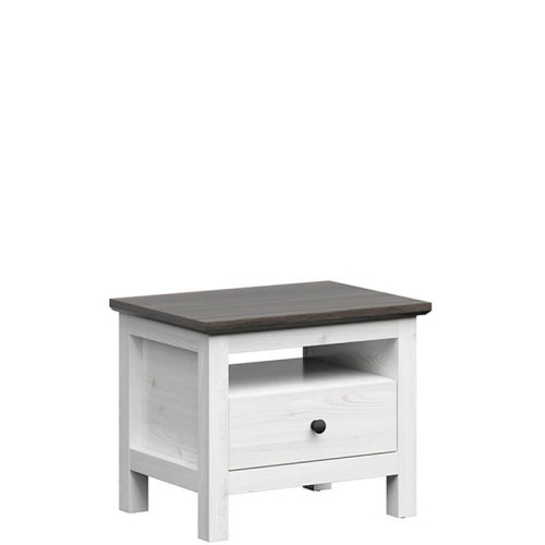 На фото прикроватная тумба HESEN KOM1S/5/6 BRW лиственница sibiu светлая / сосна larico – вид сбоку