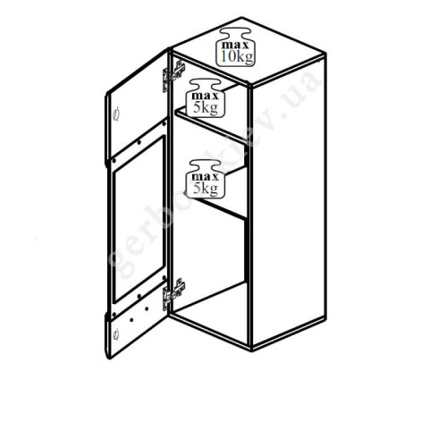 Фото вітальні АЛЯСКА ВМК – схема наповнення навісної вітрини