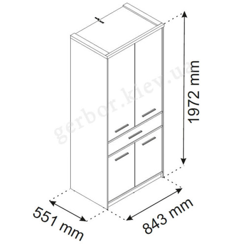Фото шафи PAVI 4D1S ВМВ – схема з розмірами