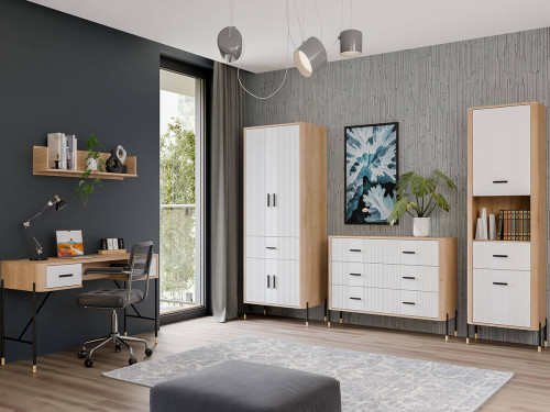 Фото кабінету DANTE LIVEO дуб кремона торро / білий / чорні ручки