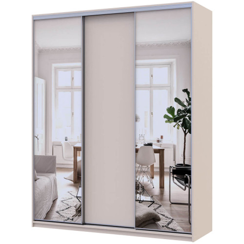 Фото шафи-купе 1 ДСП / 2 Дзеркала СІТІ ЛАЙТ ДОРОС (DOROS) 180x60x225 кашемір