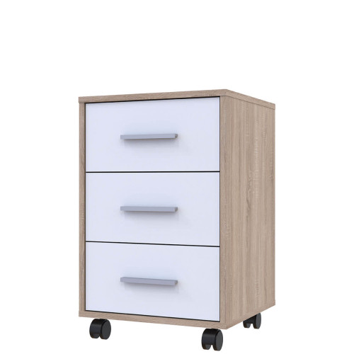 Фото мобільної тумбочки T3 ДОРОС (DOROS) дуб сонома / білий – вигляд справа