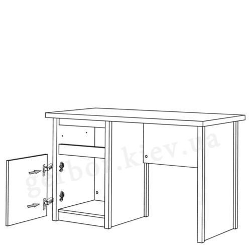 На фото схема наполнения письменного стола BIU 1D1S/120 NORTON VMV Holding