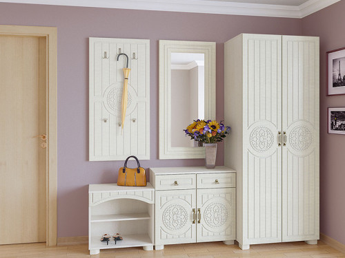 Фото шкафа МОНБЛАН МБ-1 САНТИ белое дерево в интерьере прихожей